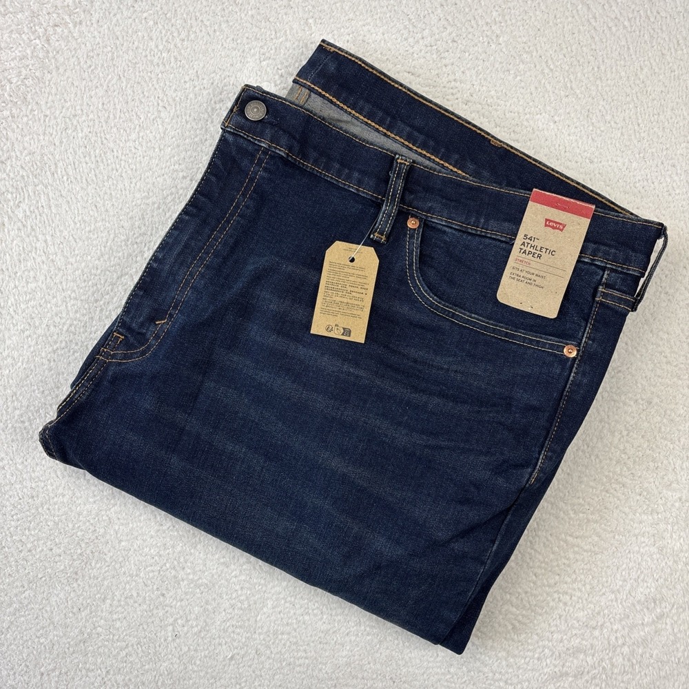 NEW LEVIS '541 Athletic Taper' Jeans Mens 50/30 Dark Blue Stretch Denim Relaxed